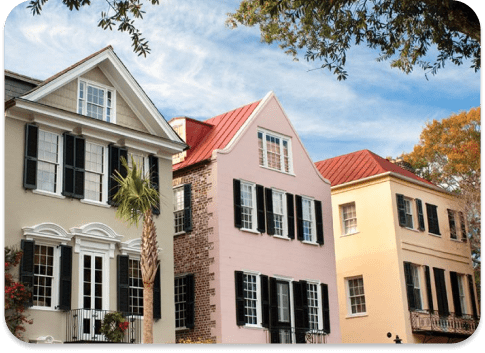 Row of colorful houses